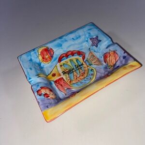American Gift Paradise Island Bahamas Hand Painted Ceramic Tropical Fish Ashtray